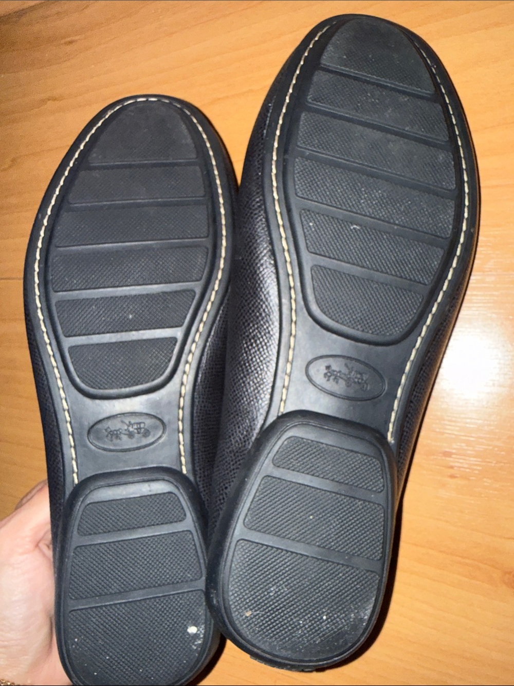Coach Black Women's Leather Loafers with Silver Hardware - Picture 3 of 4